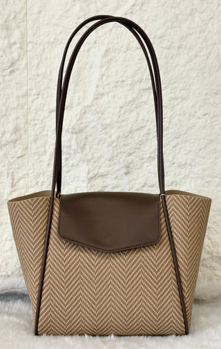 Buy gray-with-brown Premium Quality Tote Bag Code 2756